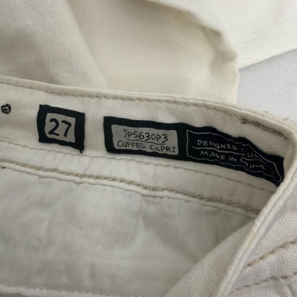 Miss Me Cuffed Capri Jeans White Low Rise Embroidered Women’s Size 27 - Picture 8 of 13